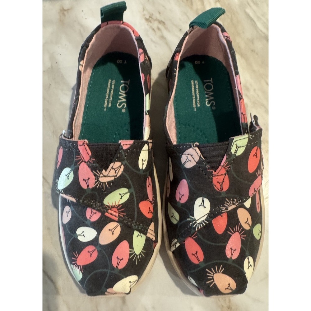 Toms Alpargata Forged Iron Glow in the‎ Dark Tree Lights Print Youth Size 10 New